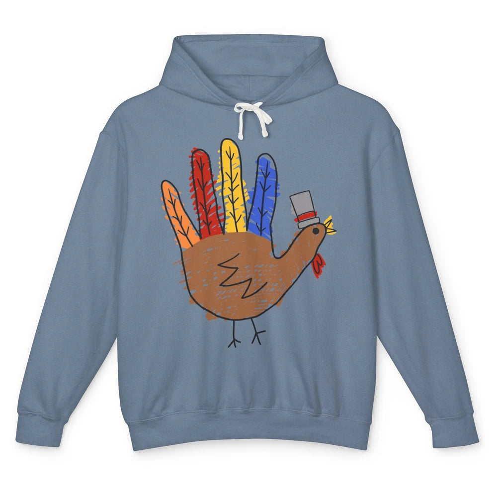 Thanksgiving Hand Turkey Funny Thanksgiving Teacher Thankful Unisex Lightweight Hoodie