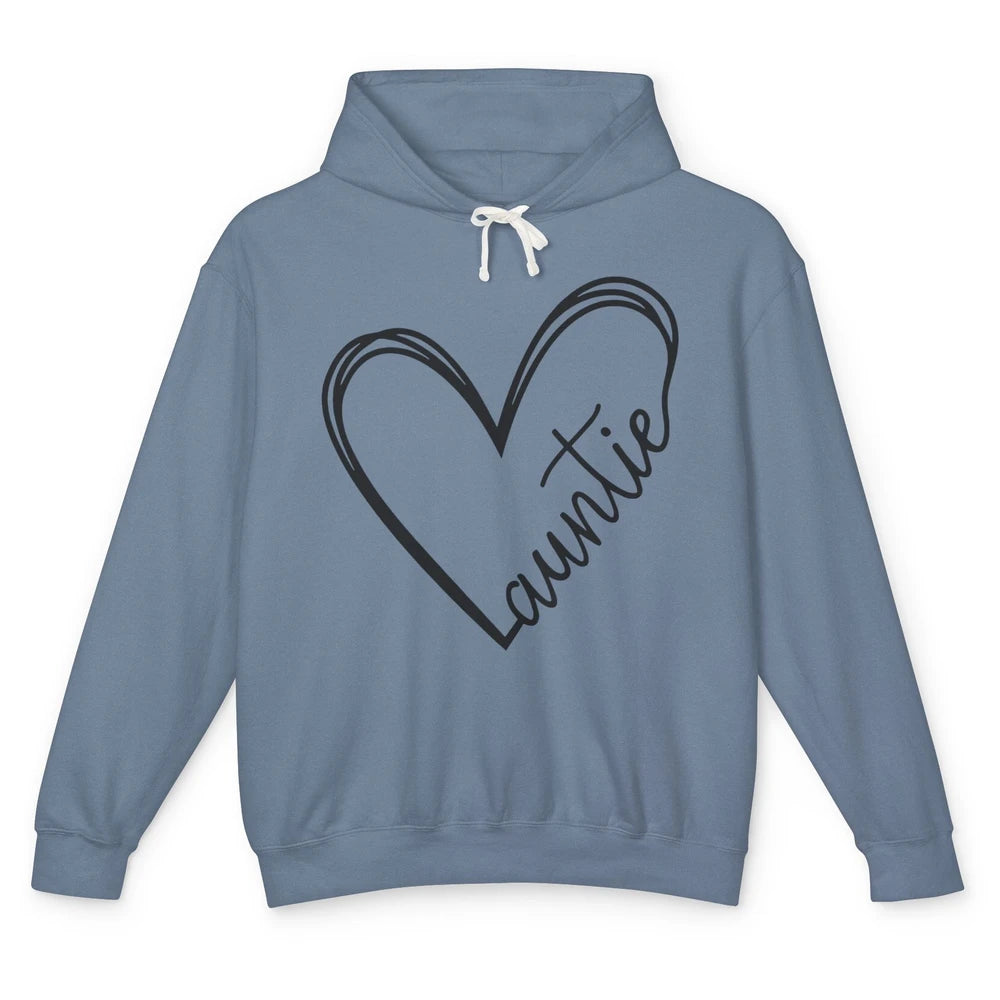 Cute Love Auntie Heart Typography Aunt Life Minimal Half Mom Unisex Lightweight Hoodie