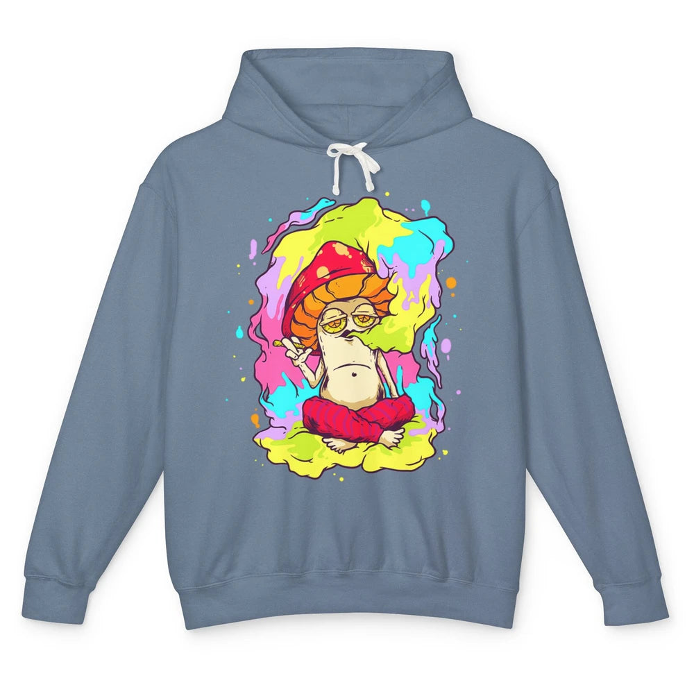 Stay Trippy Little Hippie Mushroom Cigarette Plant Retro 70s Unisex Lightweight Hoodie