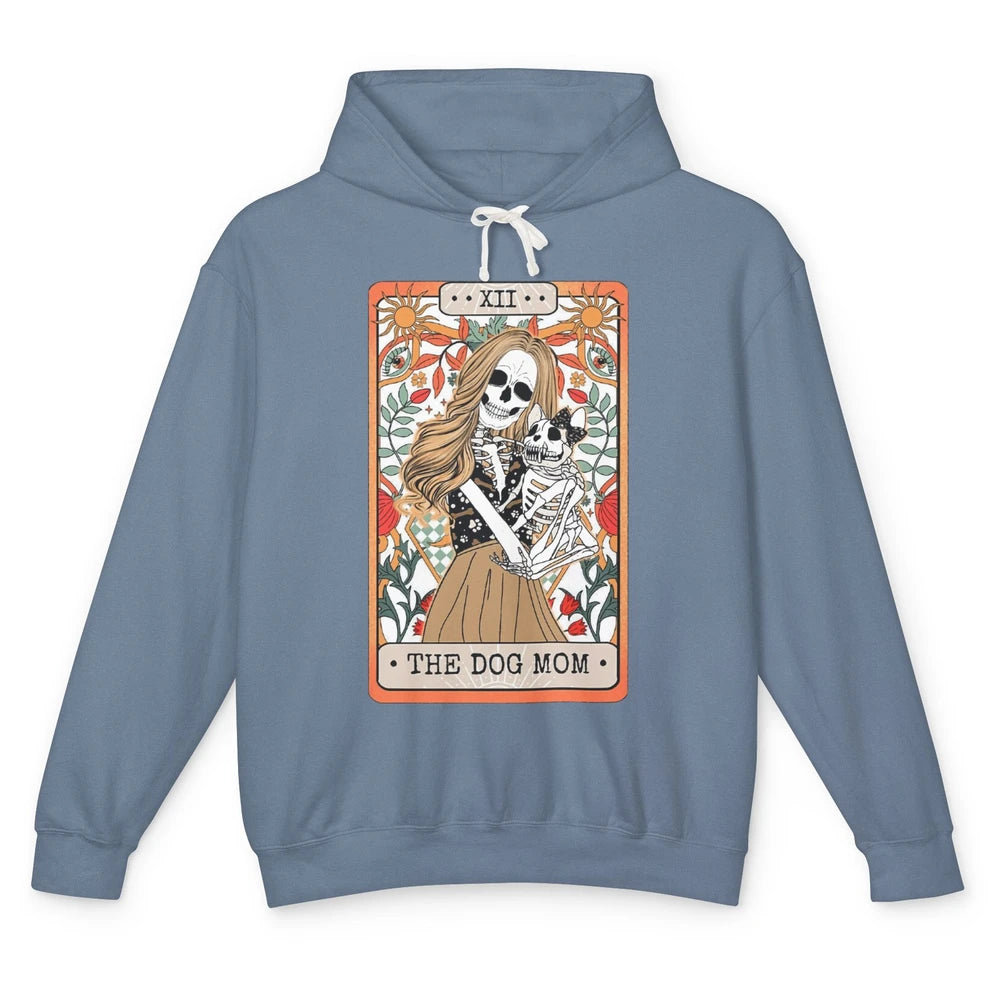 Retro Skeleton Tarot Card The Dog Mom Halloween Dog Lovers Unisex Lightweight Hoodie