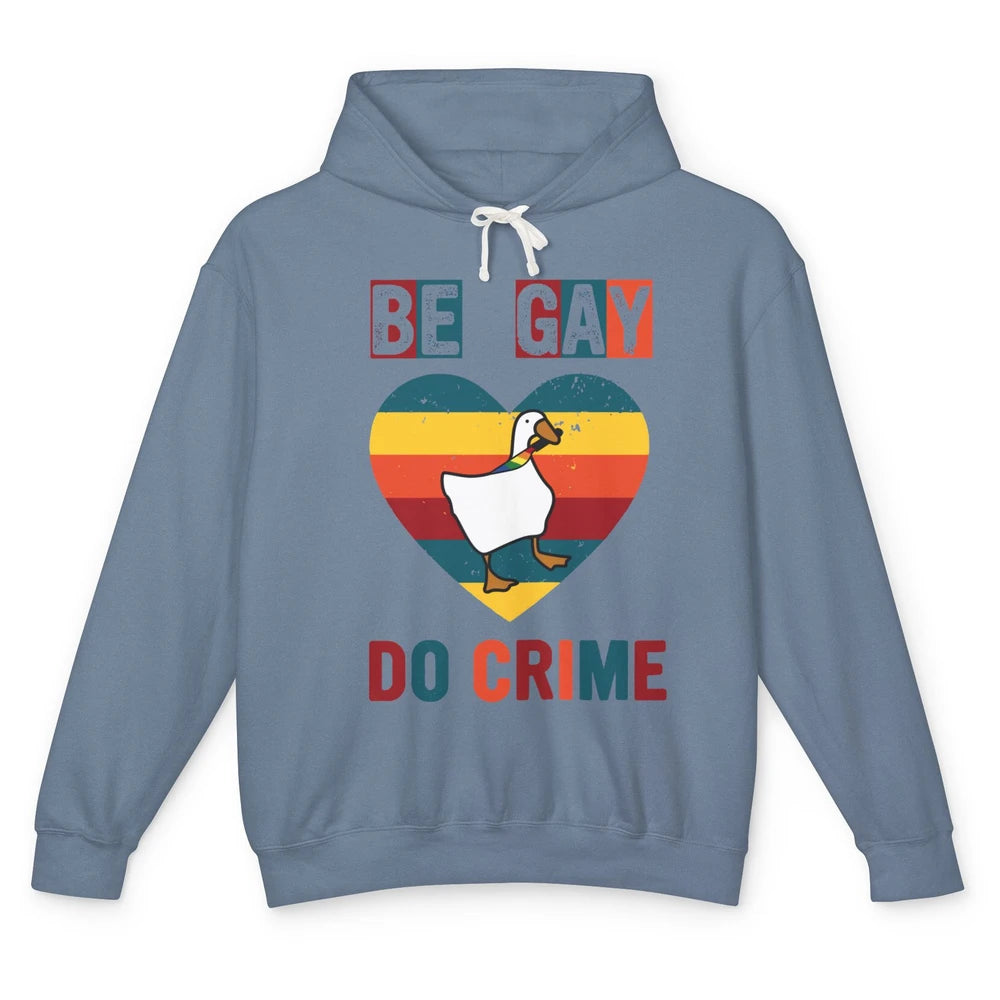 Vintage Duck Rainbow Be Gay Do Crime LGBTQ Community Rights Unisex Lightweight Hoodie