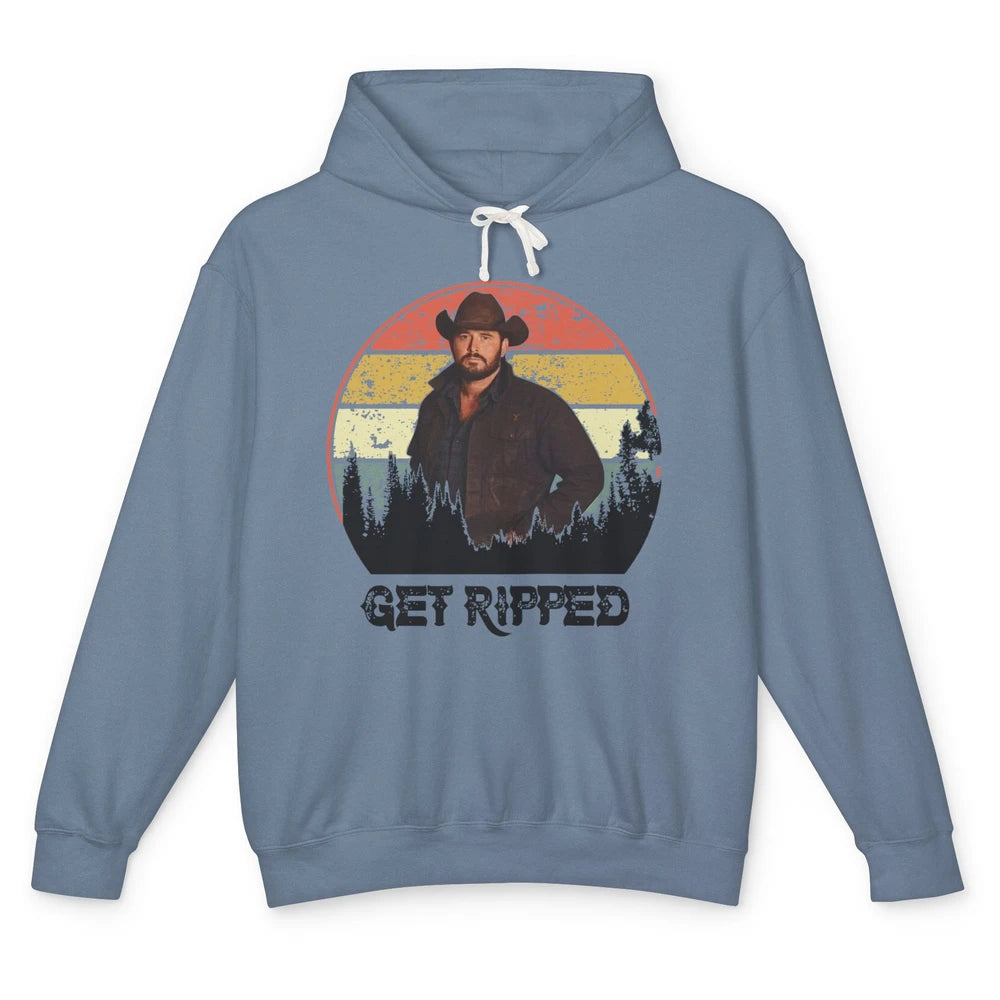 Vintage Cowboy Get Ripped Western Country Music Rodeo Dad Unisex Lightweight Hoodie