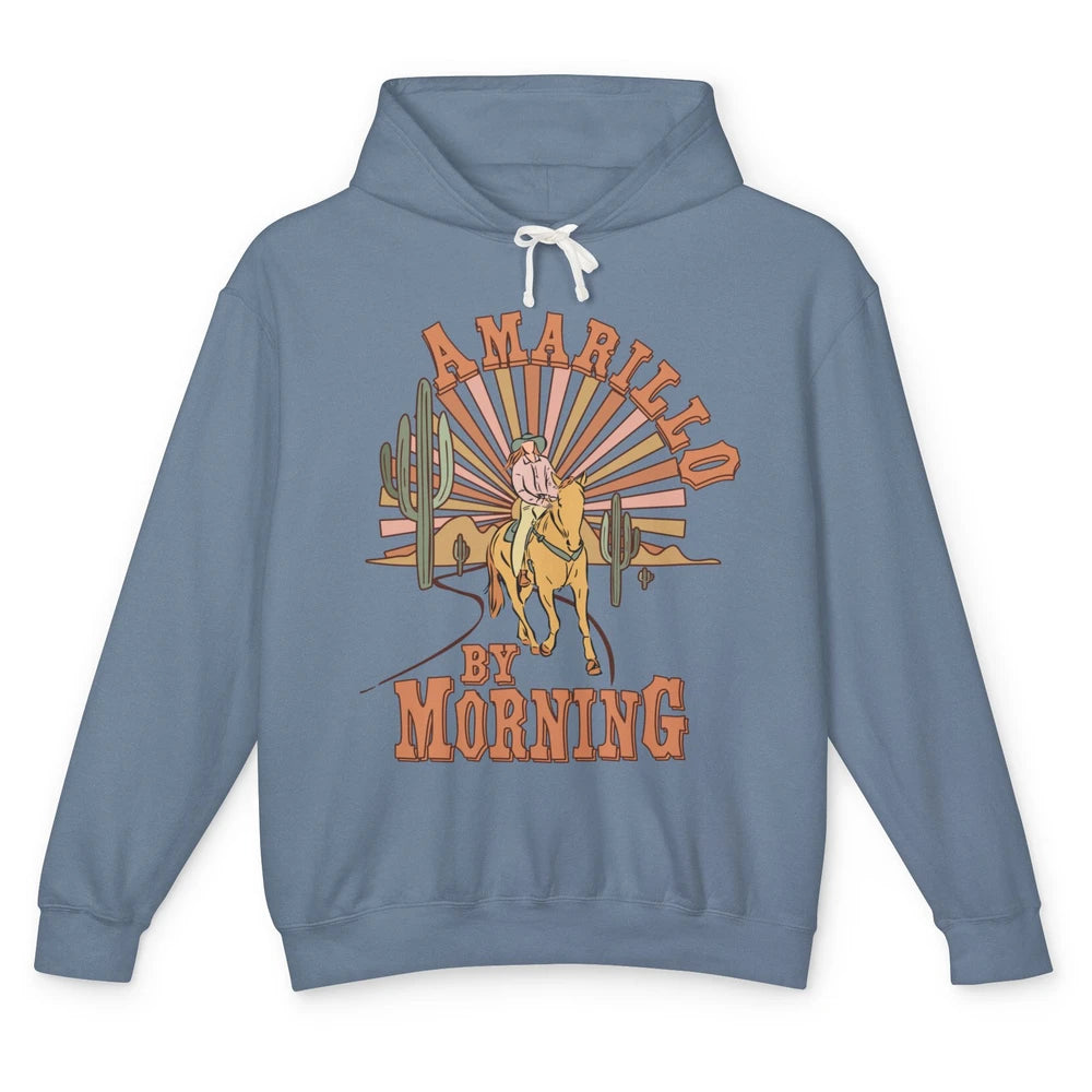 Retro Desert Cowboy Riding Horse Amarillo By Morning Western Unisex Lightweight Hoodie