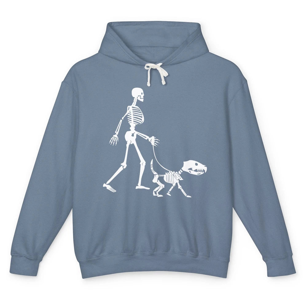 Funny Dog Lover Skeleton Halloween Spooky Death Skull Unisex Lightweight Hoodie