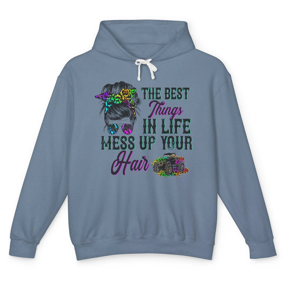 Messy Bun Mess Up Hair UTV SXS Life Rider Offroad Leopard Unisex Lightweight Hoodie