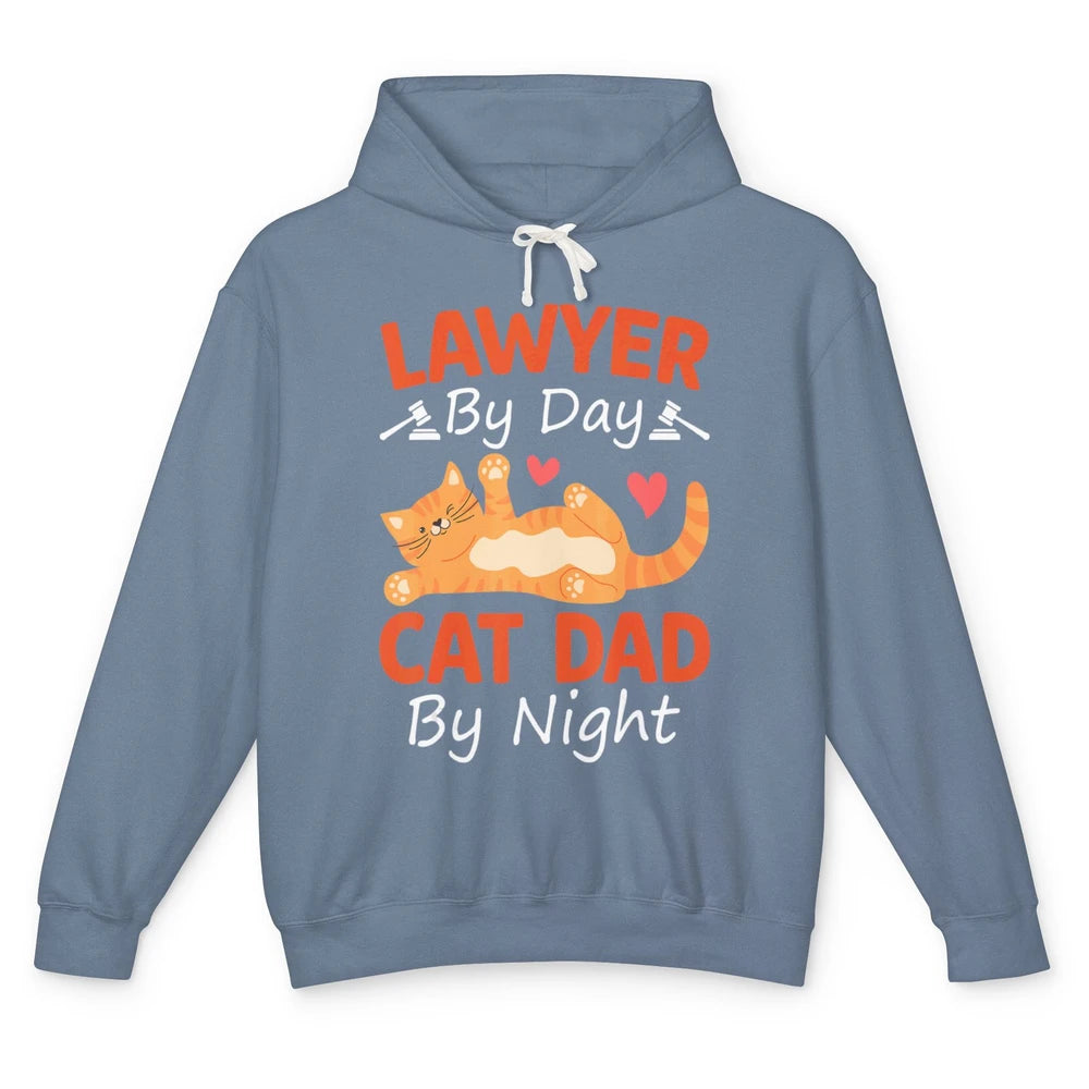 Funny Lawyer By Day Cat Dad By Night Pet Owner Joke Father Unisex Lightweight Hoodie