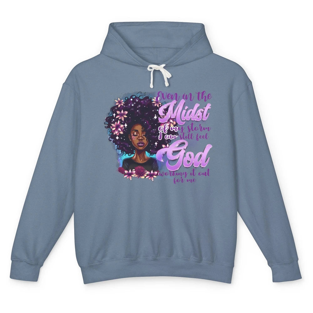 Black Girl In The Midst Of Storm I See God Christian Belief Unisex Lightweight Hoodie