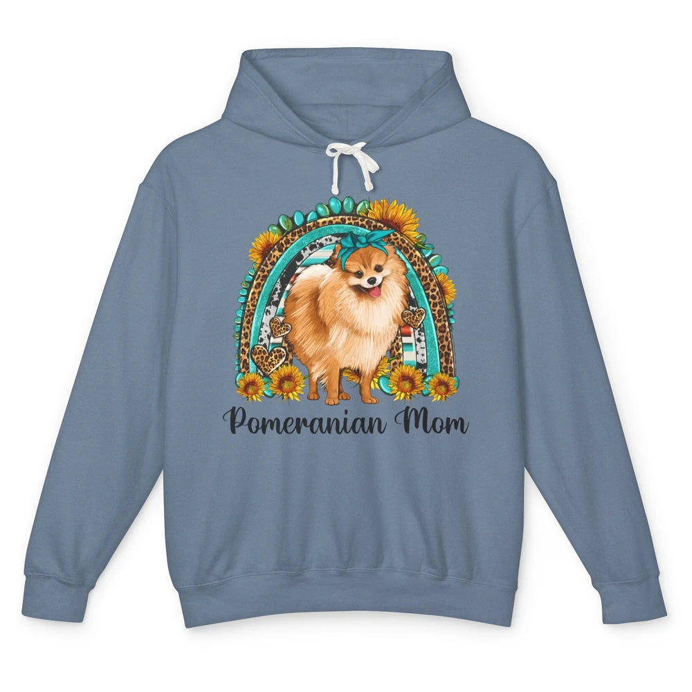 Sunflower Leopard Pomeranian Mom Rainbow Gemstone Western Unisex Lightweight Hoodie