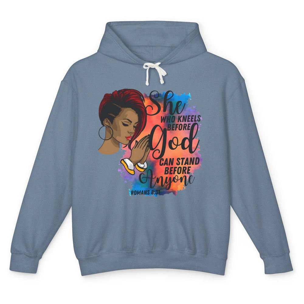 She Who Kneels Before God Praying Religious Christian Afro Unisex Lightweight Hoodie