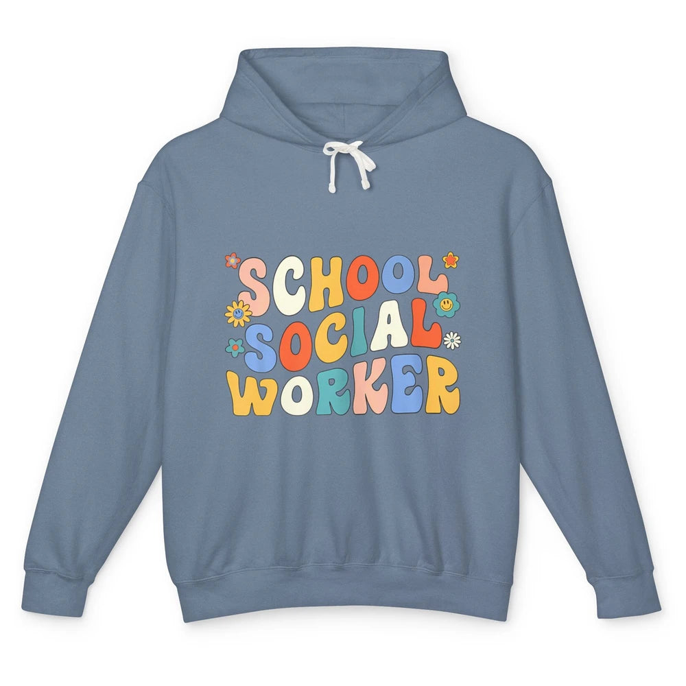 Groovy School Social Worker Retro 70s Teacher First Day Boho Unisex Lightweight Hoodie