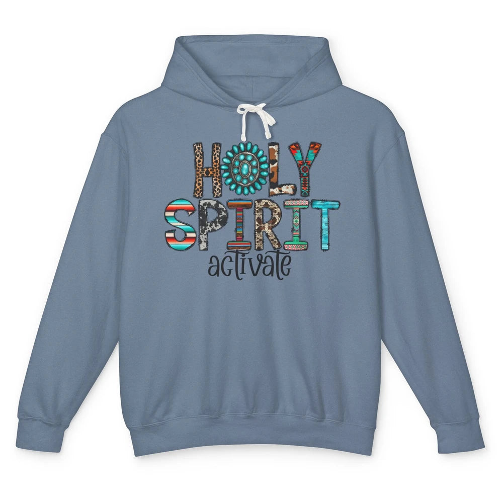 Holy Spirit Activate Western Leopard Christian Religious Unisex Lightweight Hoodie