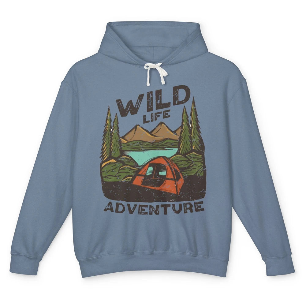 Wild Life Adventure Camping Mountain Wilderness Campfire Unisex Lightweight Hoodie