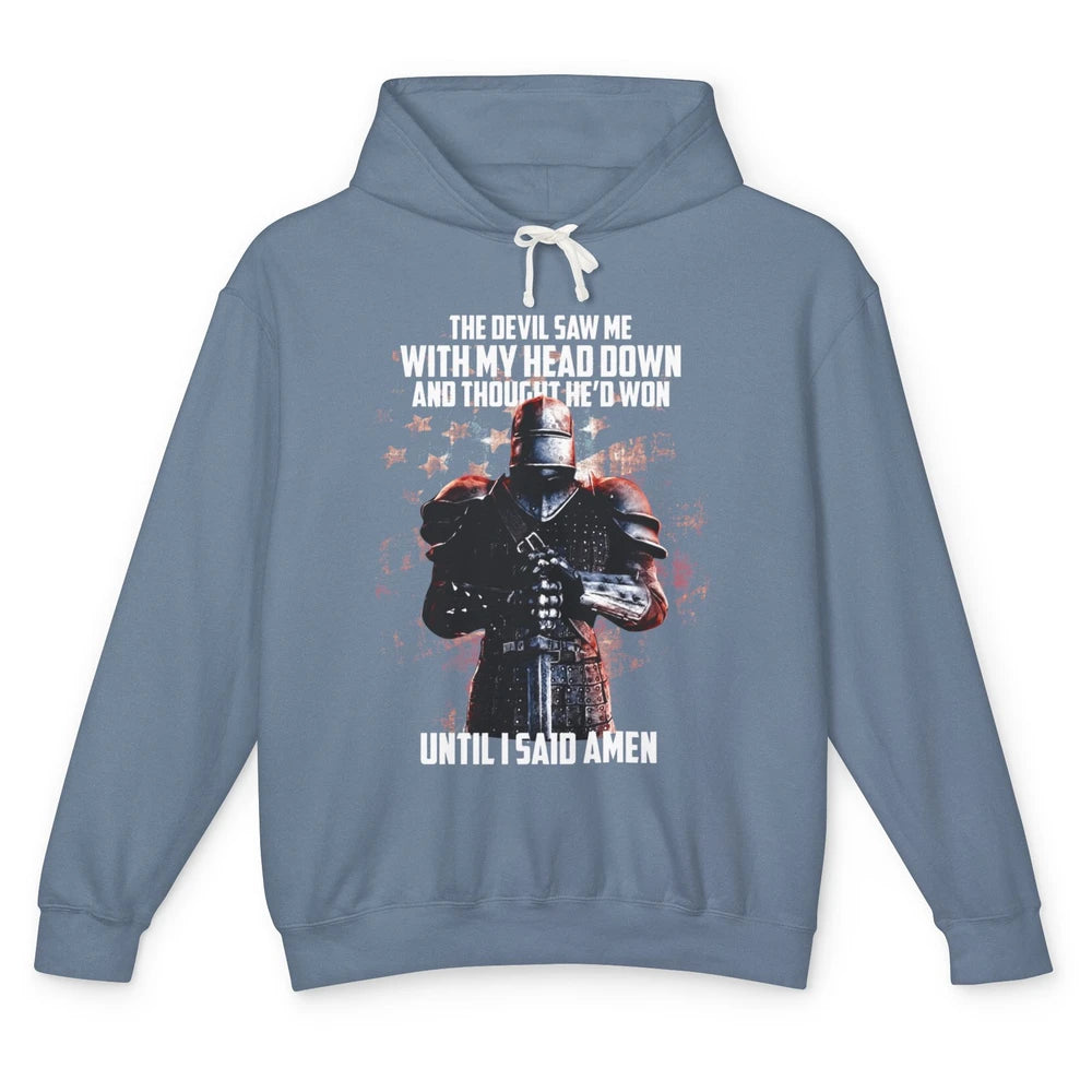 Knight Templar The Devil Saw Me With My Head Down Christian Unisex Lightweight Hoodie