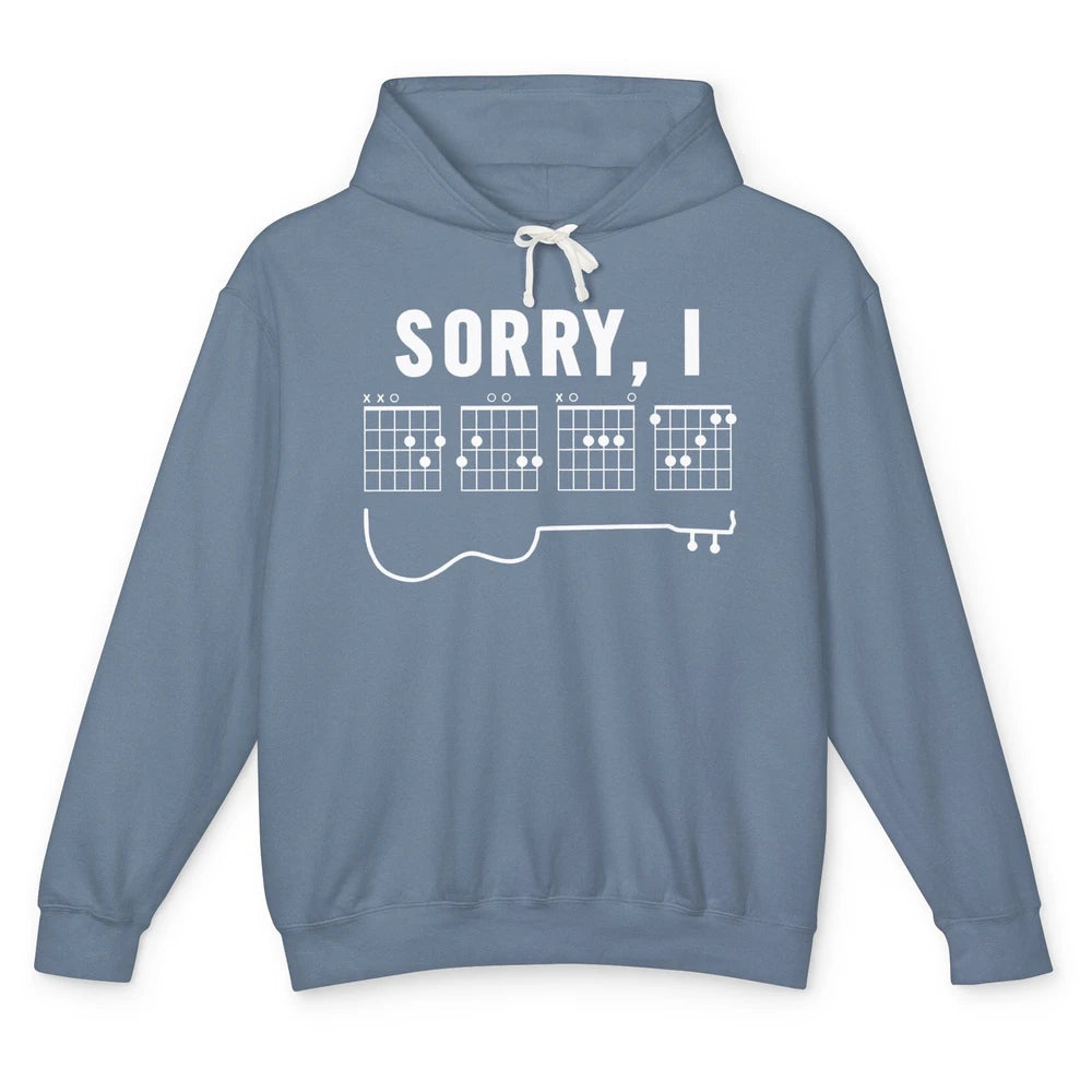 Guitarist Sorry I-DGAF Funny Hidden Message Guitar Chords Unisex Lightweight Hoodie