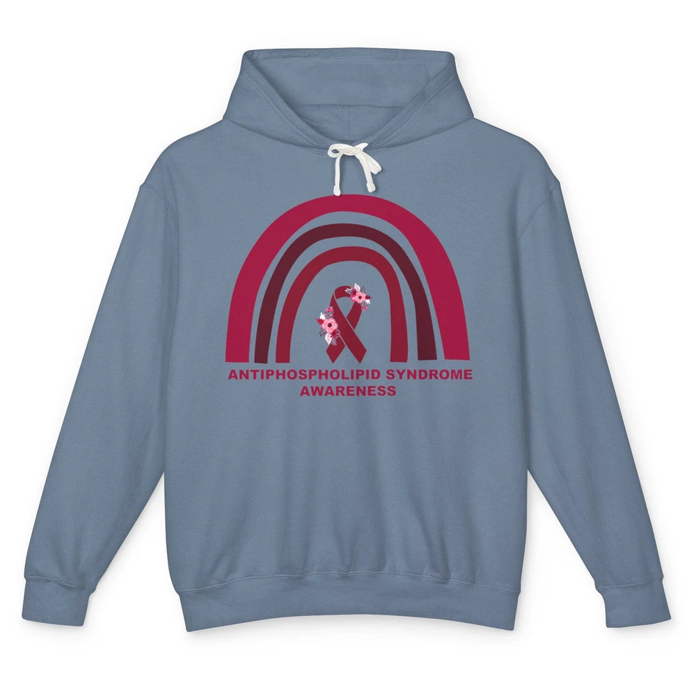 Antiphospholipid Syndrome Awareness APS Burgundy Rainbow Unisex Lightweight Hoodie