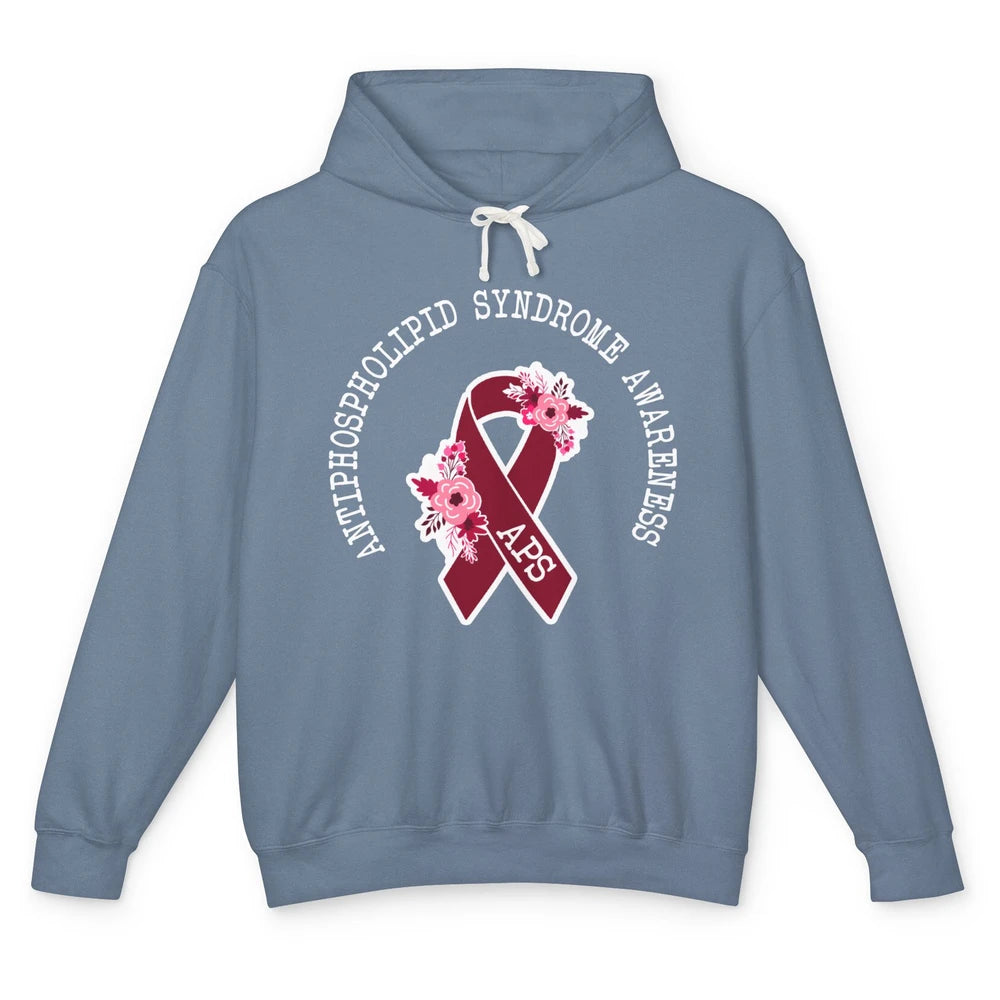 Antiphospholipid Syndrome Awareness APS Burgundy Ribbon Unisex Lightweight Hoodie