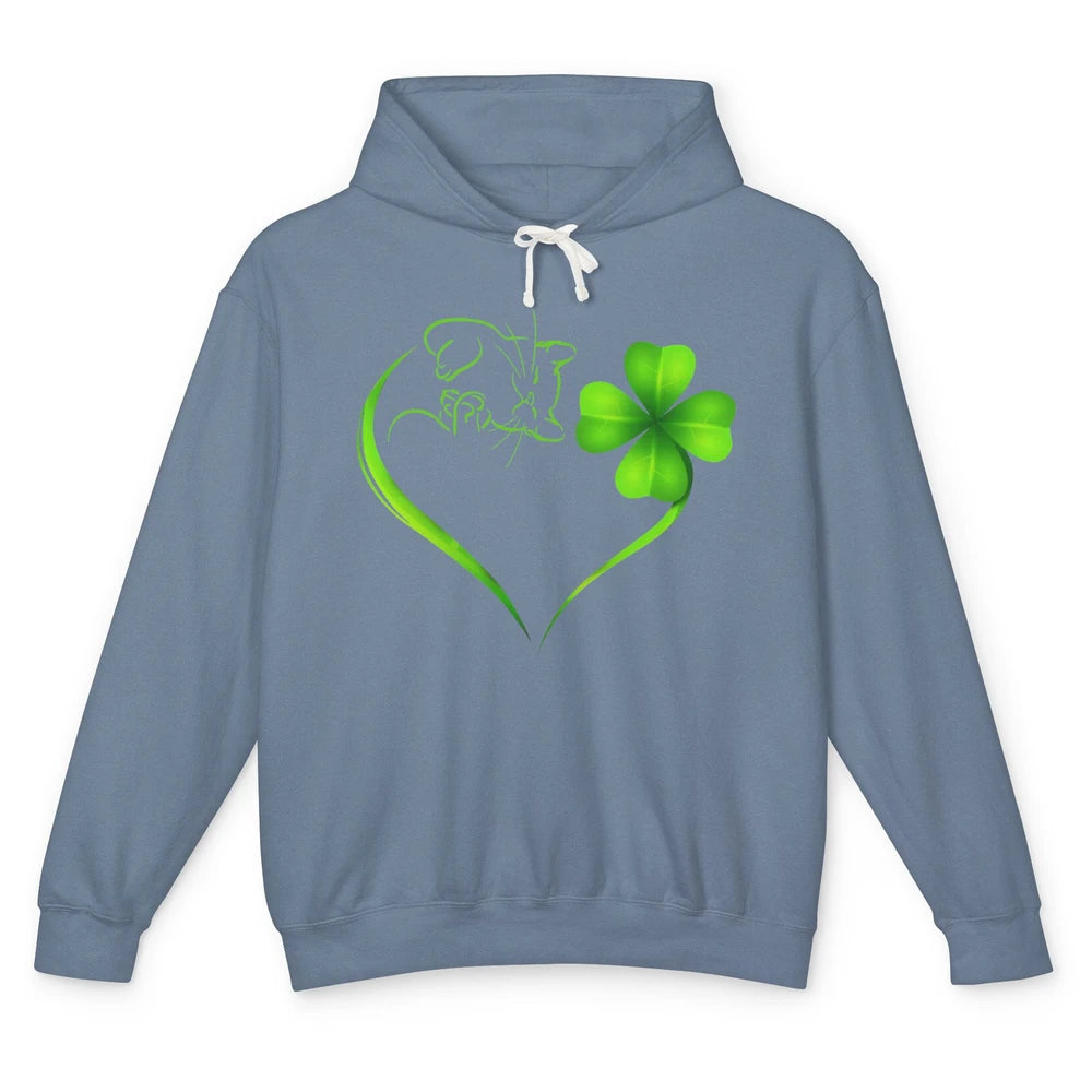 St Patricks Day Cat Shamrock Heart Go Lucky St Paddy Day Unisex Lightweight Hoodie