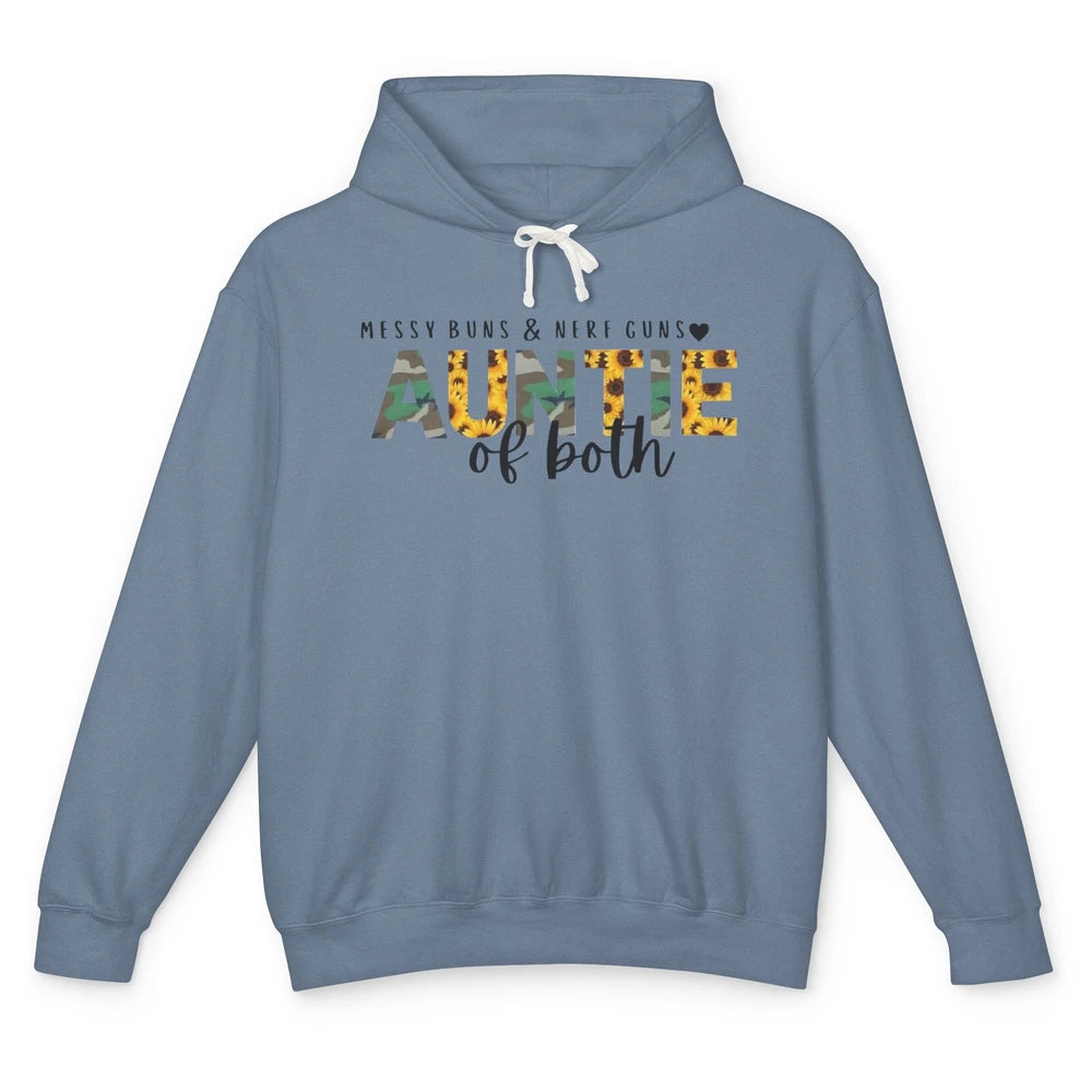 Messy Bun And Nerf Guns Auntie Of Both Aunt Sunflower Unisex Lightweight Hoodie