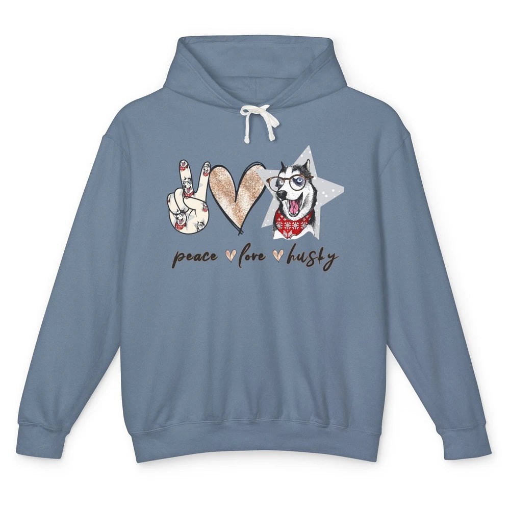 Peace Love Husky Funny Siberian Husky Mom Dog Lovers Gift Unisex Lightweight Hoodie