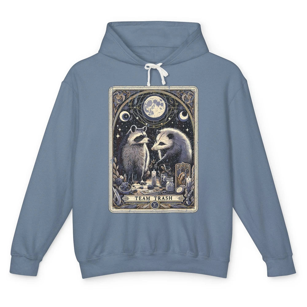 Team Trash Tarot Card Opossum Witchcraft Goth Possum Vintage Panda Raccoon Sarcastic Unisex Lightweight Hoodie