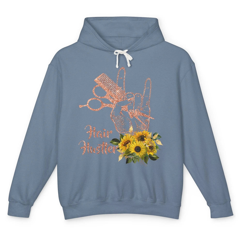 Hair Hustler Sunflower Barber Style Hairstylist Hairdresser Unisex Lightweight Hoodie