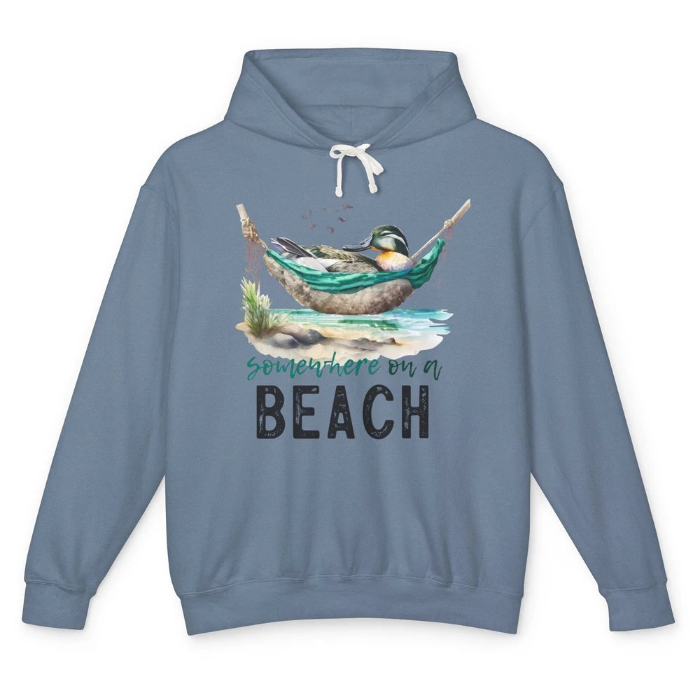 Mallard Duck Somewhere On A Beach Funny Duck Hunting Summer Unisex Lightweight Hoodie