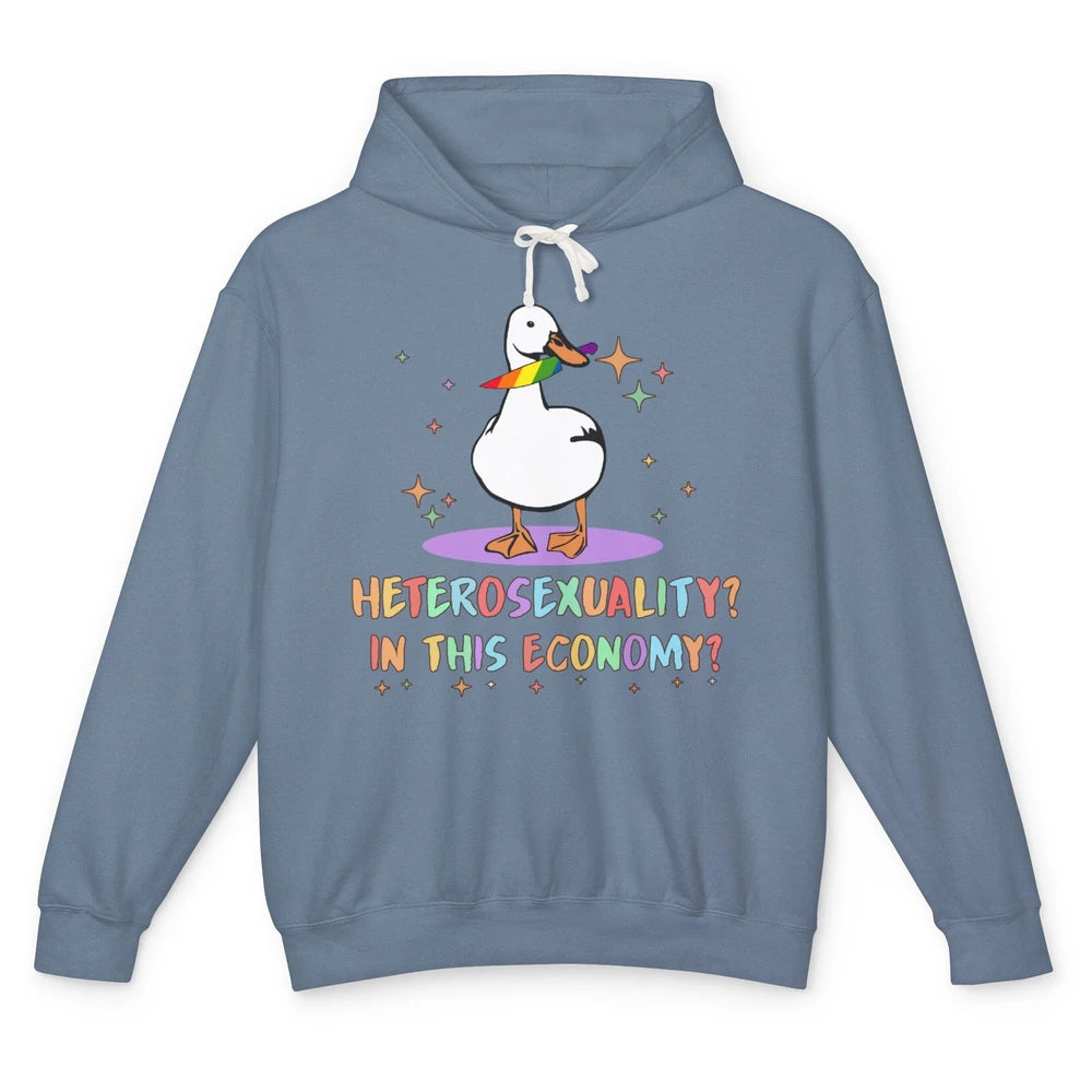 Heterosexuality In This Economy LGBT Goose Rainbow Gay Pride Unisex Lightweight Hoodie