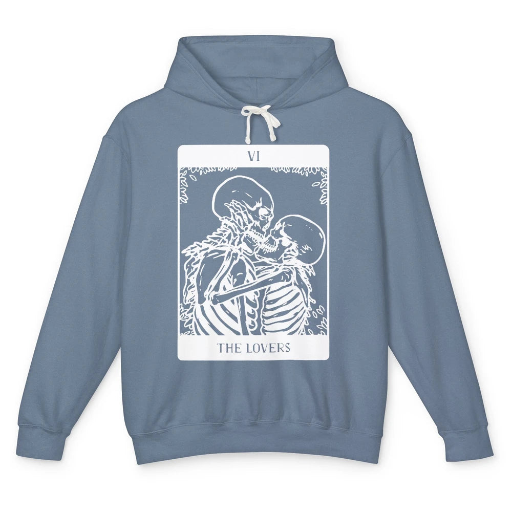 Funny Skeleton Couple The Lovers Tarot Card Valentines Day Unisex Lightweight Hoodie