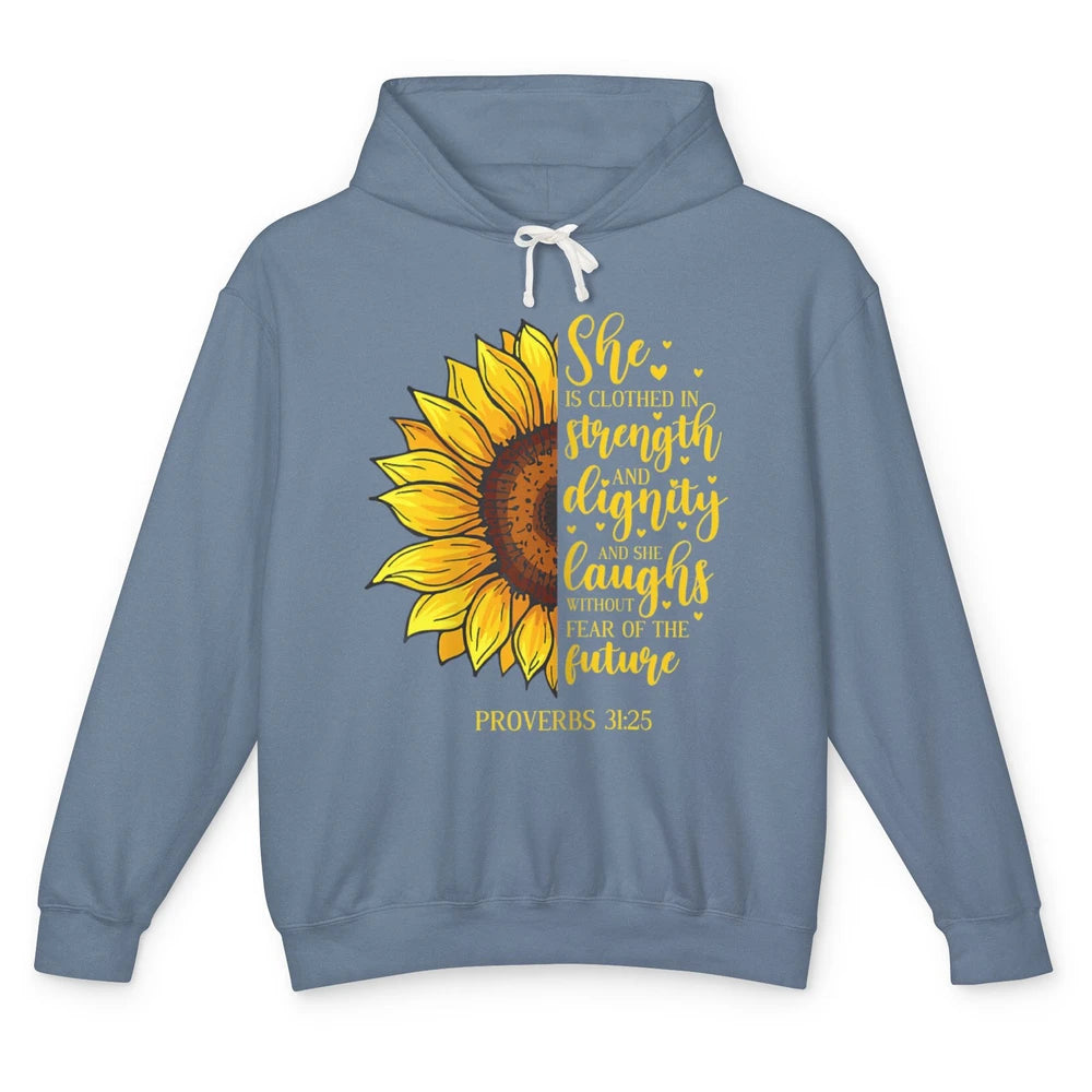 Sunflower Jesus Faith Christian God Bible Verse Religious Unisex Lightweight Hoodie