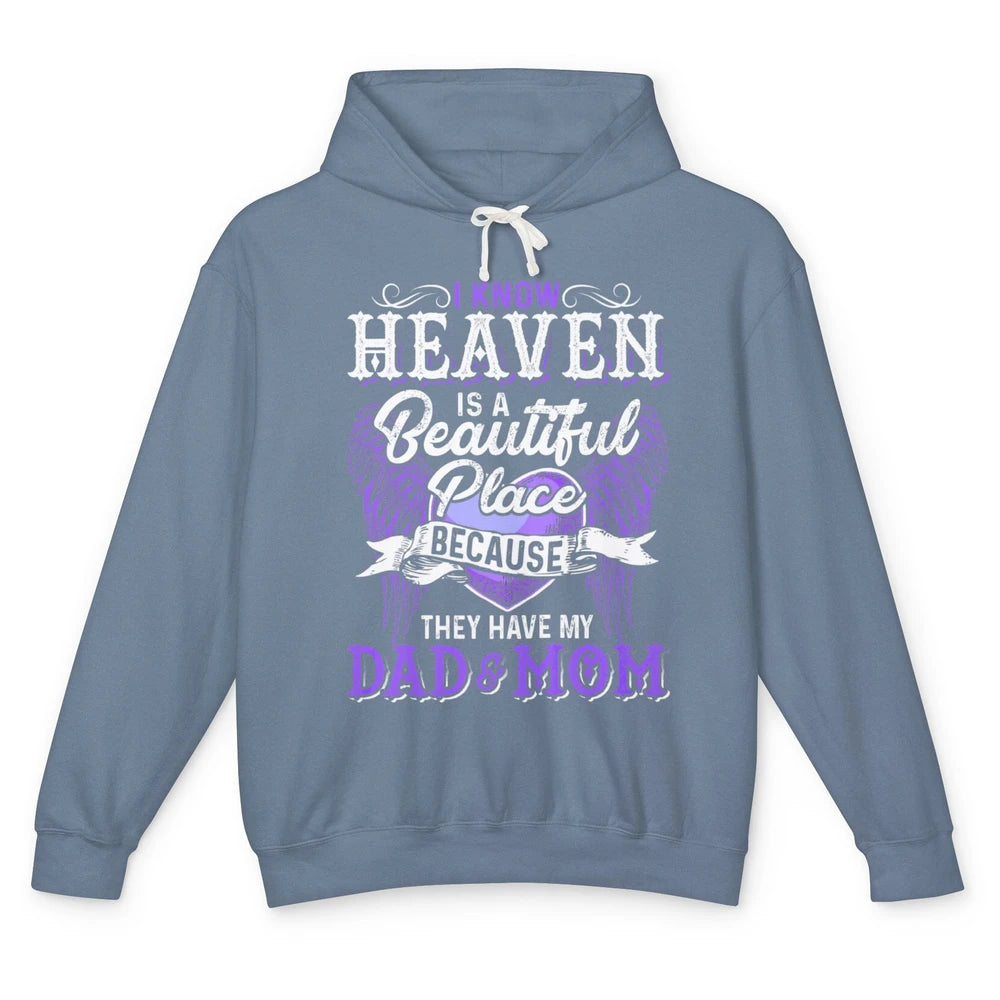 Heaven Beautiful Dad And Mom In Heaven Angel Wings Guardian Unisex Lightweight Hoodie