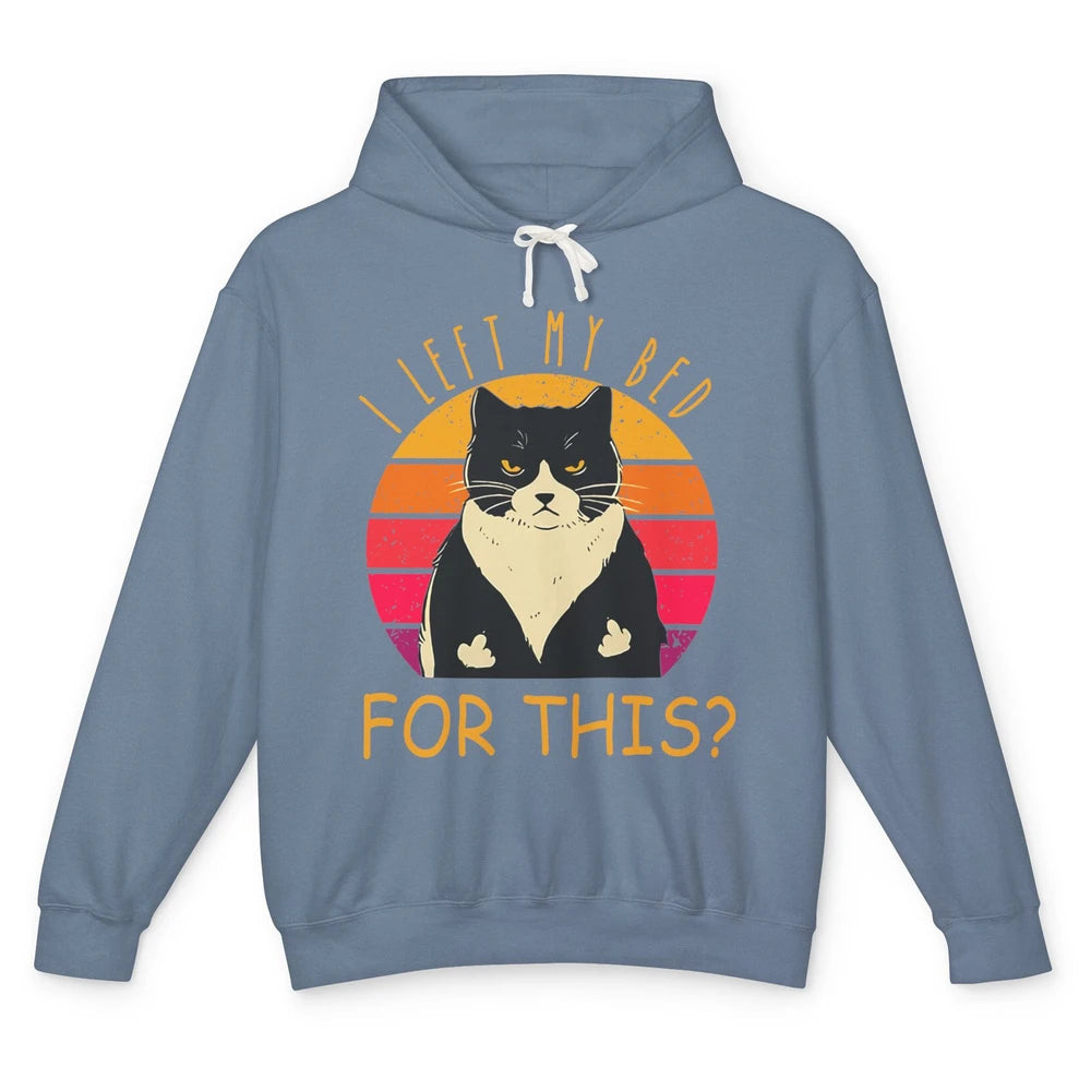 Funny Vintage Black Cat I Left My Bed For This Sarcastic Unisex Lightweight Hoodie