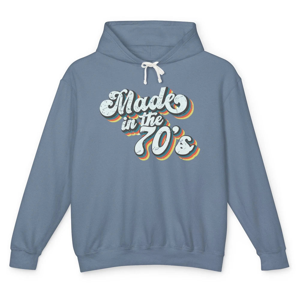 Retro Vintage Made In The 70's 1970s Born Birthday Day Gift Unisex Lightweight Hoodie