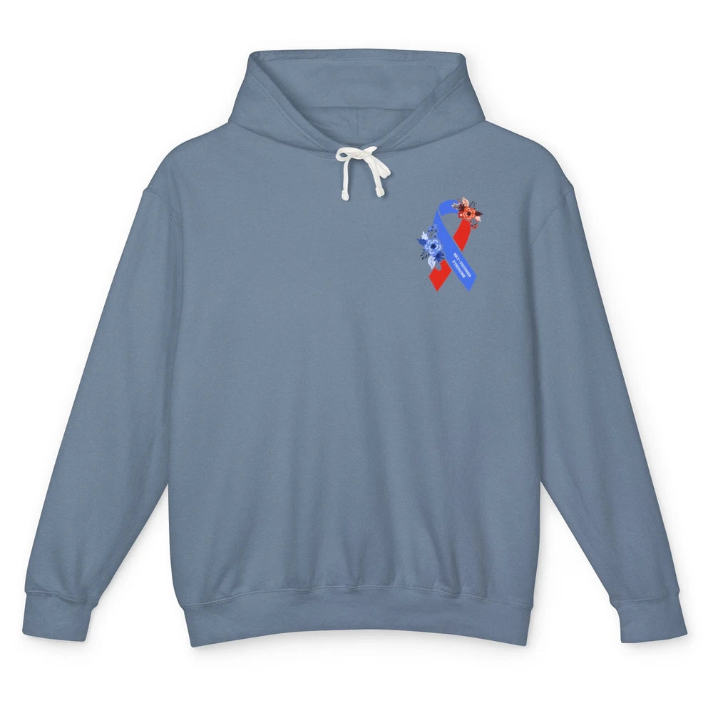 May-thurner Syndrome Awareness Floral Red Blue Ribbon Gift Unisex Lightweight Hoodie