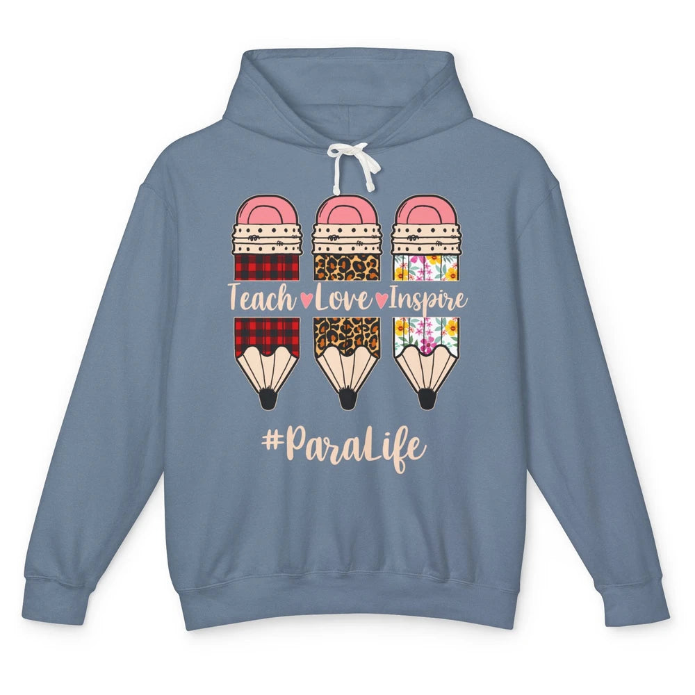 Floral Pencil Teach Love School Para Life Paraprofessional Unisex Lightweight Hoodie