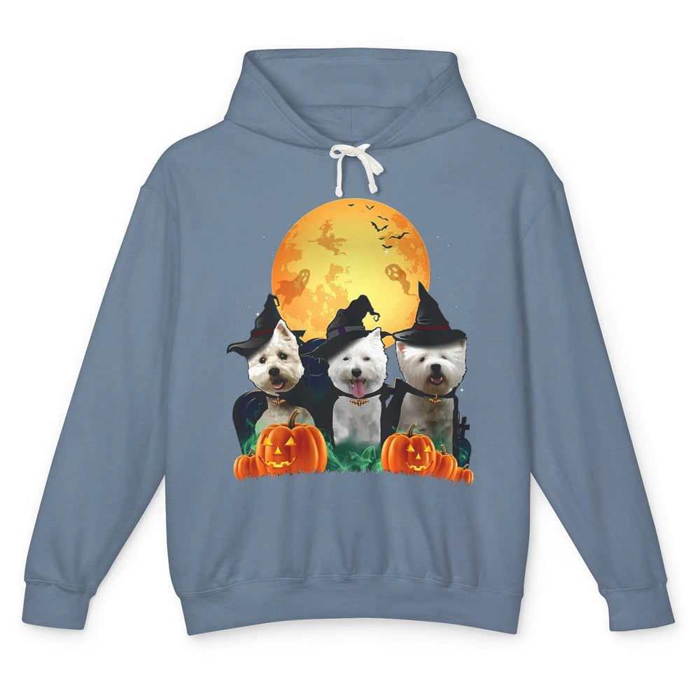 Westie Witch Pumpkin Jack-o-lantern Halloween Dog Mom Gift Unisex Lightweight Hoodie