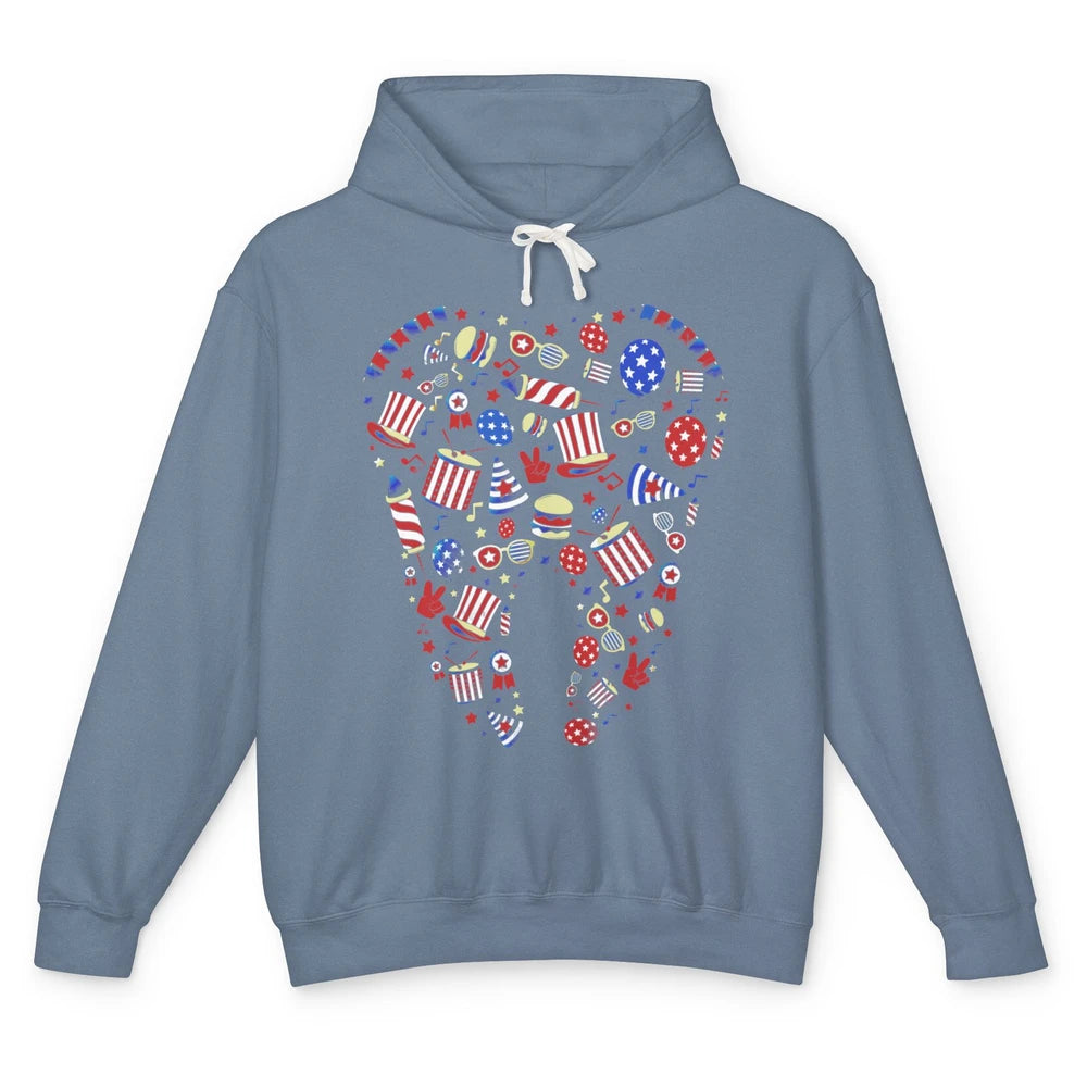 US Flag All American Dental Squad July 4th Patriotic Dentist Unisex Lightweight Hoodie