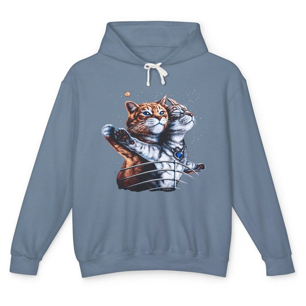 Funny Romantic Cat Couple Parody Sarcastic Cat Mom Cat Dad Unisex Lightweight Hoodie