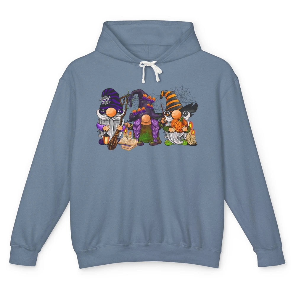 Retro Gnomes Witch Halloween Witchy Gnomies Horror Hallows Unisex Lightweight Hoodie