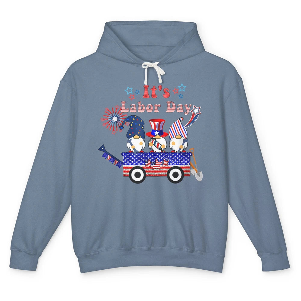 Funny Gnomes Gnomies Happy Labor Day Party American Flag Unisex Lightweight Hoodie