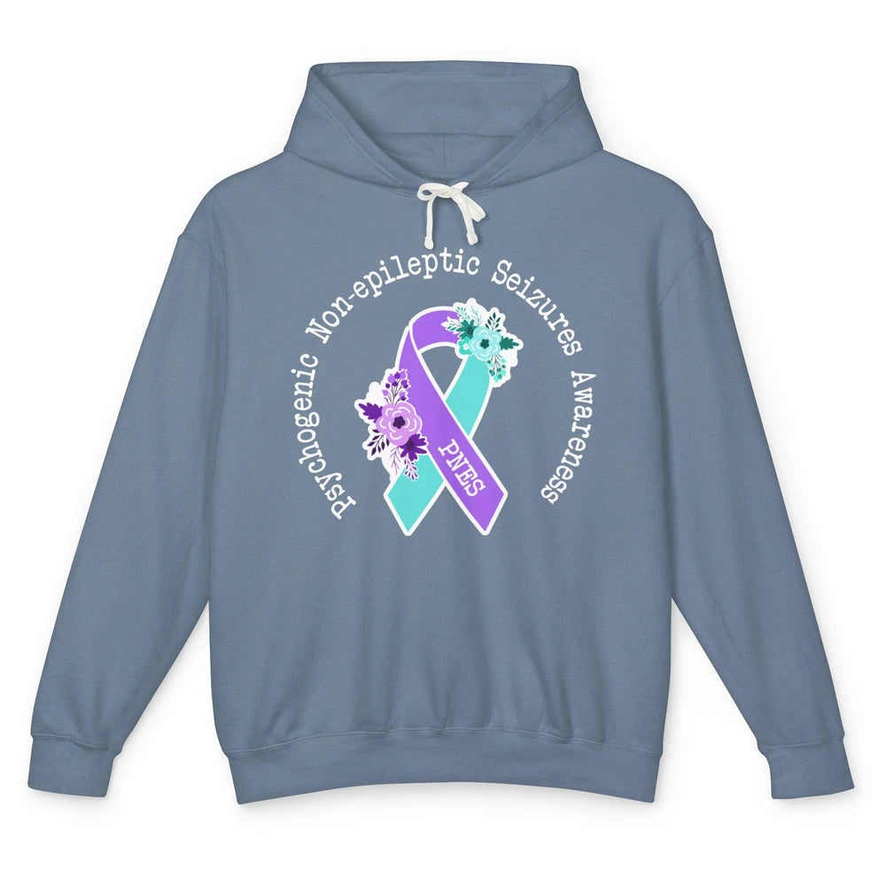 Psychogenic Non-epileptic Seizures PNES Purple Teal Ribbon Unisex Lightweight Hoodie