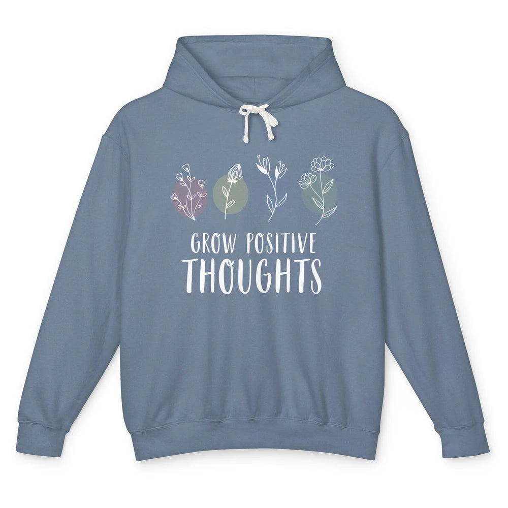 Retro Grow Positive Thoughts Vintage Wildflowers Happy Mind Unisex Lightweight Hoodie