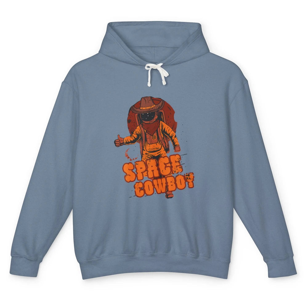 Retro Space Cowboy Cowgirl Rodeo Horse Astronaut Western Unisex Lightweight Hoodie