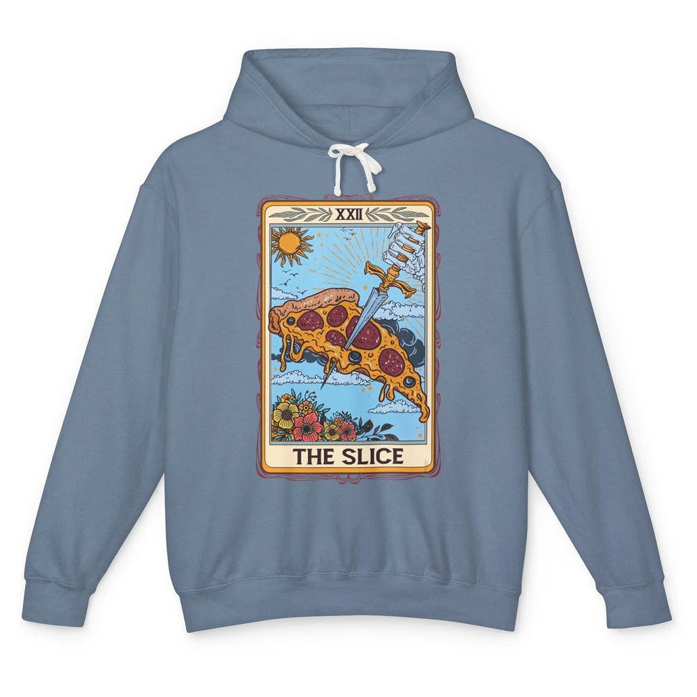 Funny Floral The Slice Tarot Card Pizza Fast Food Vintage Unisex Lightweight Hoodie