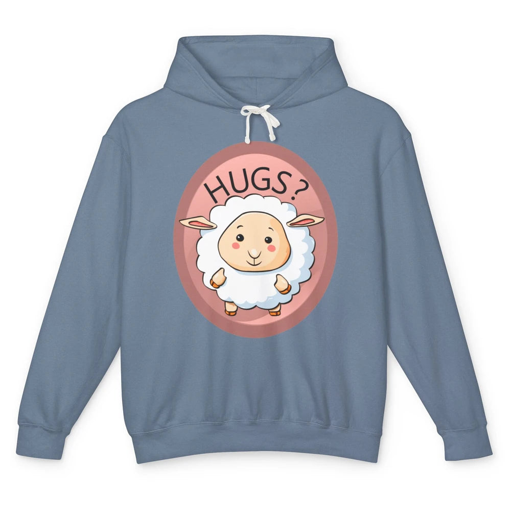 Cute Hugs Baby Sheep Shepherd Lamb Farm Animal Farmer Kawaii Unisex Lightweight Hoodie