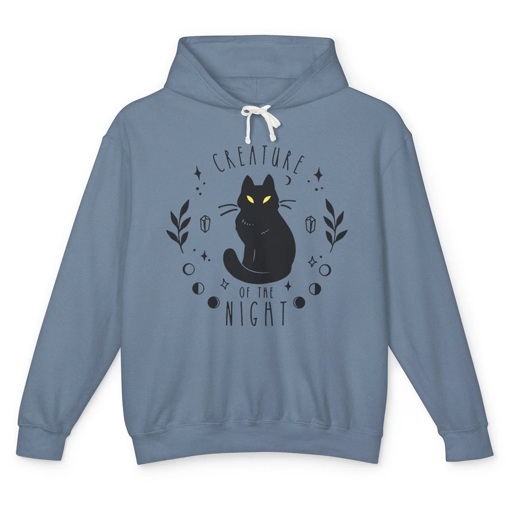 Black Cat Witch Creature Of The Night Halloween Cat Costume Unisex Lightweight Hoodie