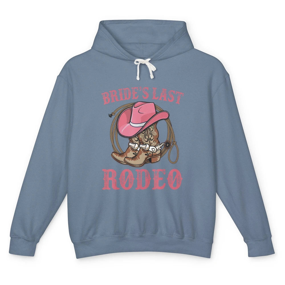 Bride's Last Rodeo Cowgirl Hat Bachelorette Party Wedding Unisex Lightweight Hoodie