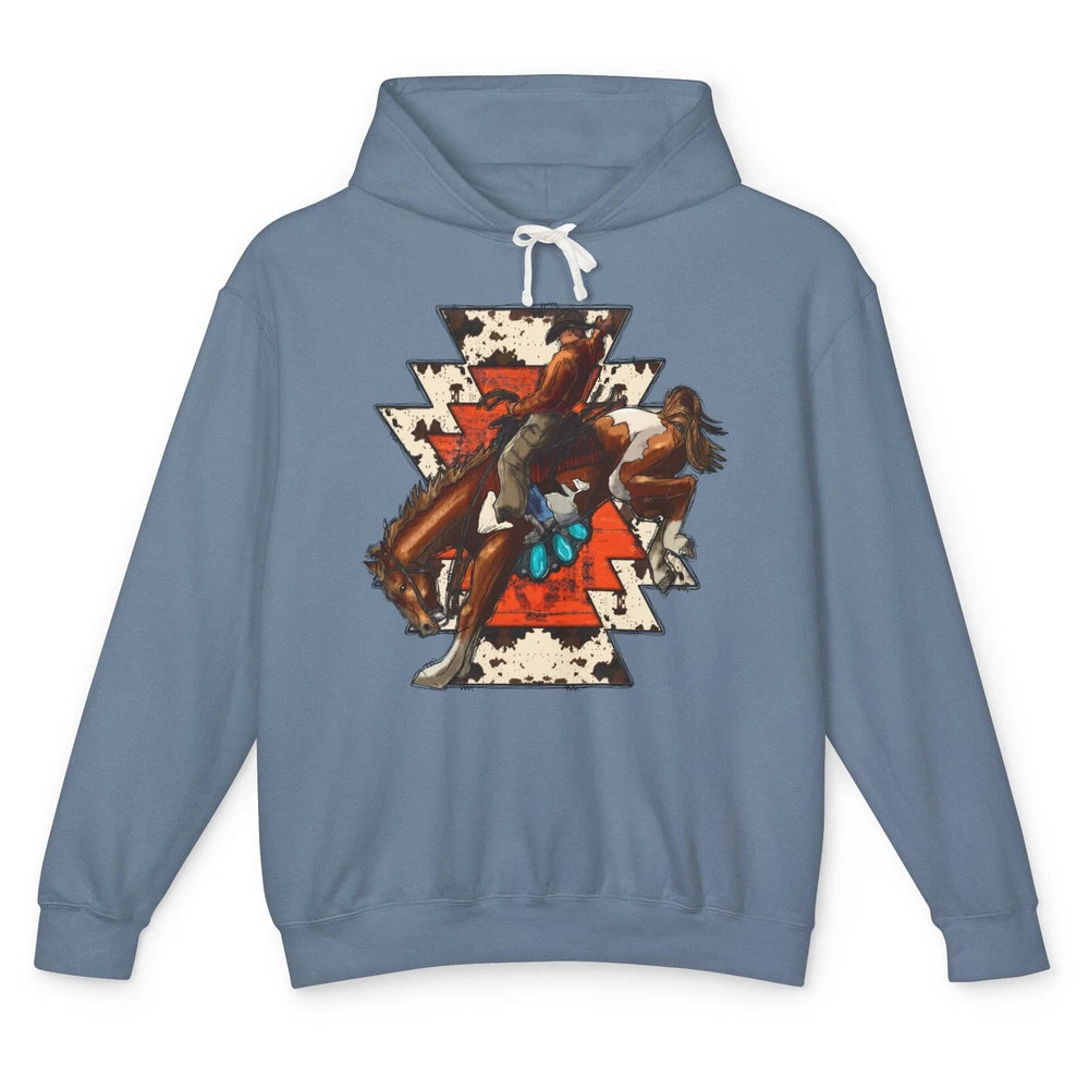 Aztec Cowhide Rodeo Hold Your Horses Cowboy Western Gemstone Unisex Lightweight Hoodie