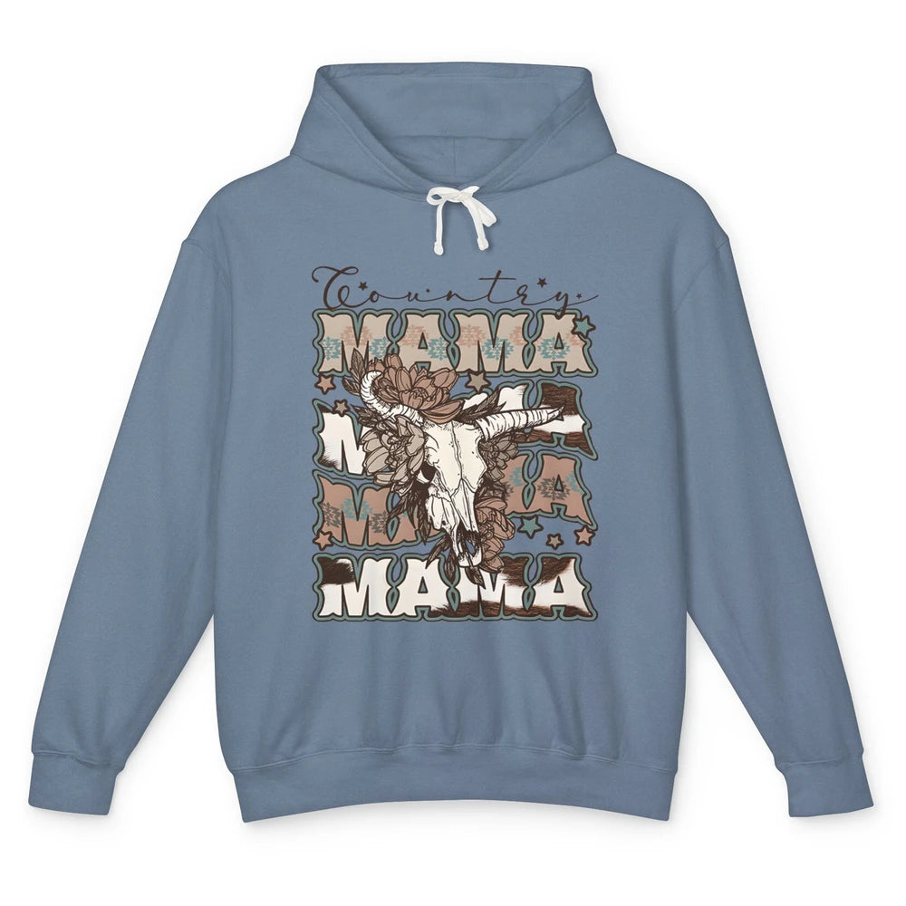 Floral Boho Bull Skull Country Mama Desert Spirit Western Unisex Lightweight Hoodie