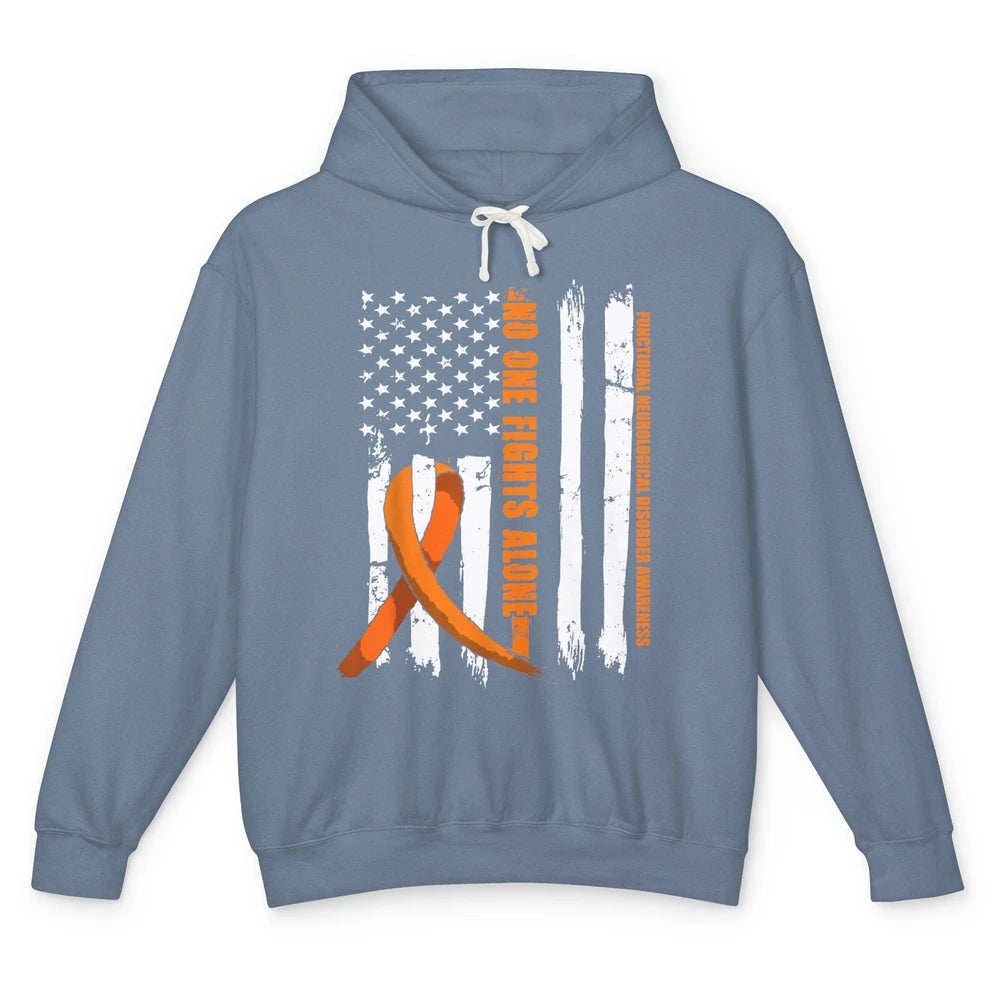 Functional Neurological Disorder FND Orange Ribbon US Flag Unisex Lightweight Hoodie