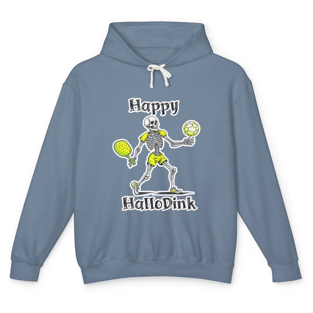 Funny Hallodink Pickle Ball Skeleton Halloween Spooky Pun Unisex Lightweight Hoodie